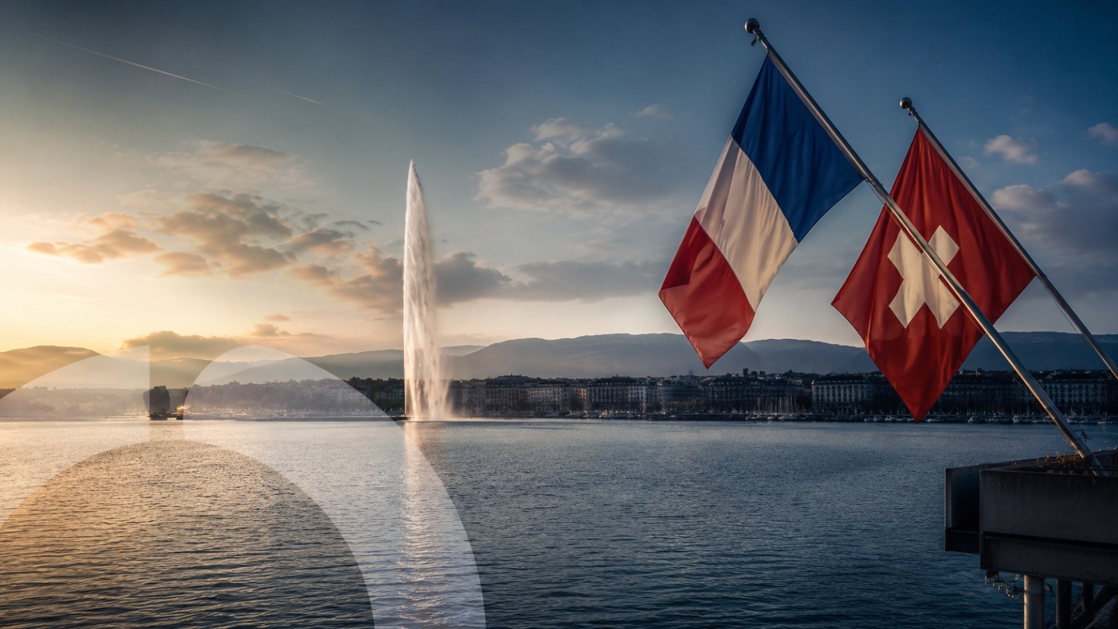Vue du lac Léman et du Jet d’eau de Genève